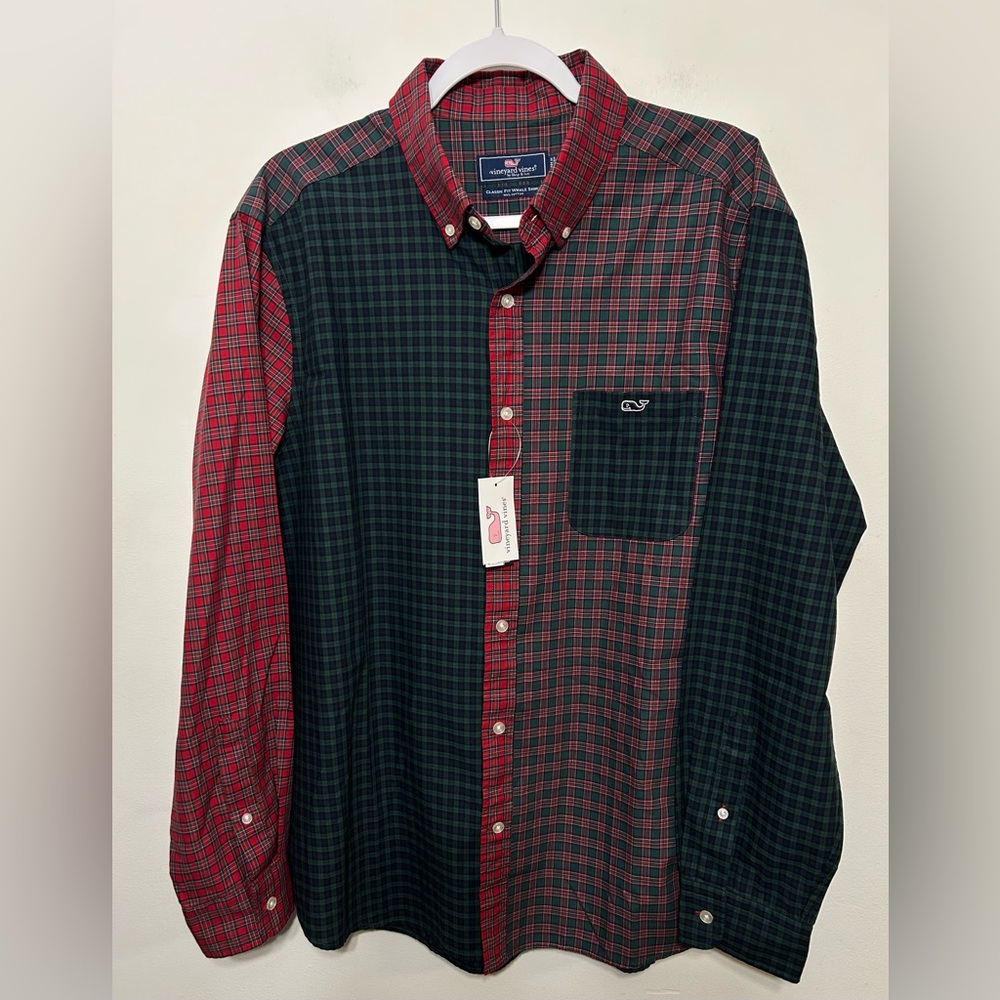 New! Vineyard Vines Tartan Plaid Poplin Button Down Whale Shirt Mens Size Large - Picture 2 of 9